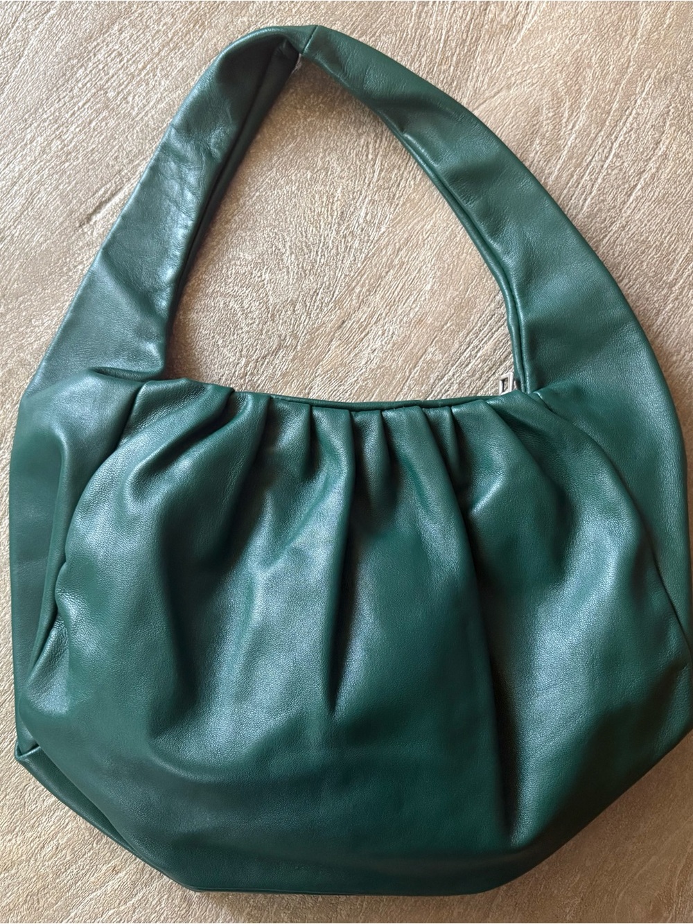 Green Ruched Hobo Bag leather by Nora Yahn - Picture 2 of 10
